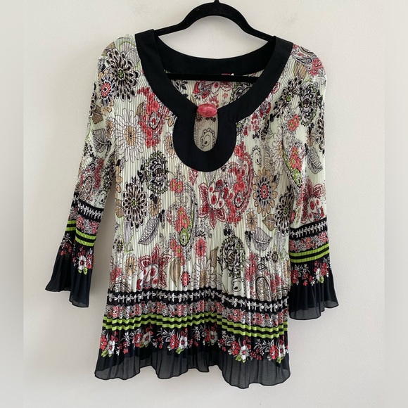 Carina Floral Multicolor Gem Bohemian Style Top Size Large - Picture 1 of 8